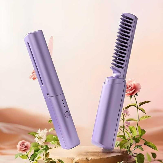 Meneflix Portable Mini Hair Straightener Cordless Rechargeable Mini Adjustable Hair Straightener Hot Comb (Copy)