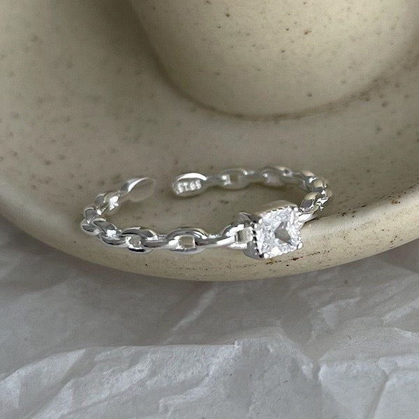 Small Square Diamond Band Ring For Women