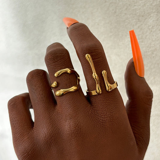 Irregular Geometric Line Adjustable Ring For Women