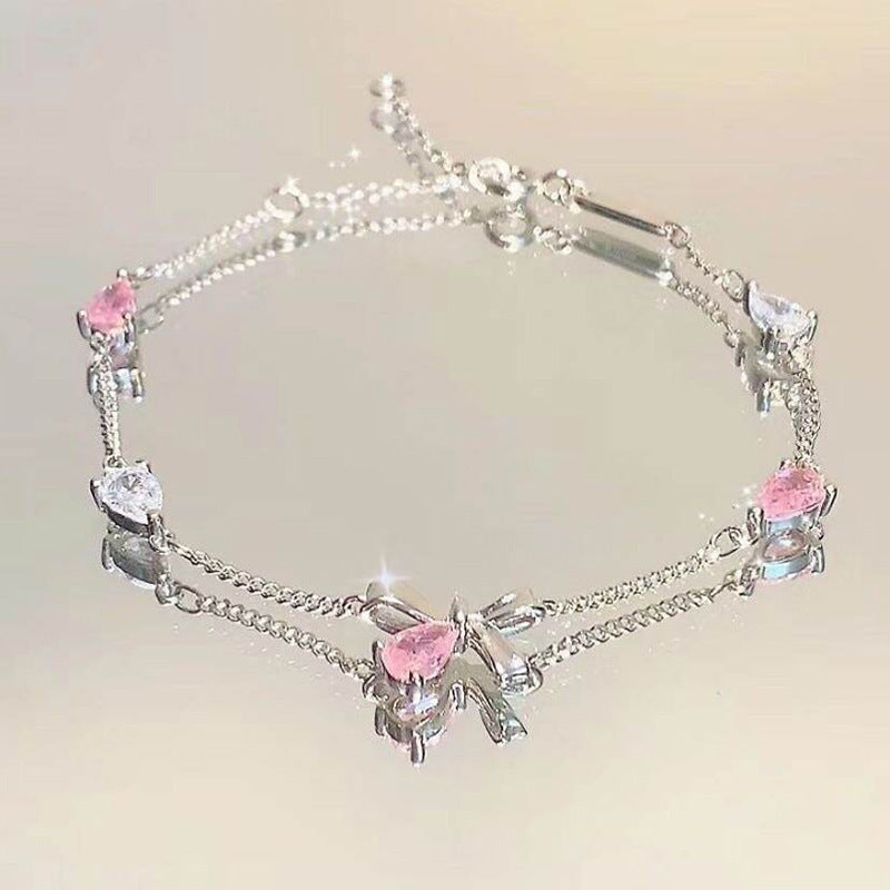 Zircon Cherry Blossom Star And Moon Bowknot Bracelet