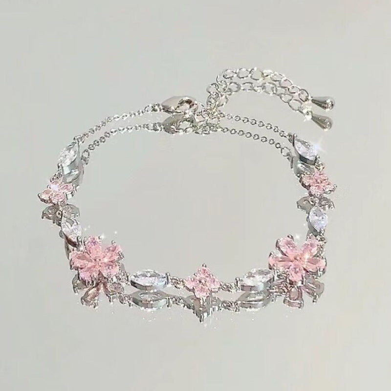 Zircon Cherry Blossom Star And Moon Bowknot Bracelet